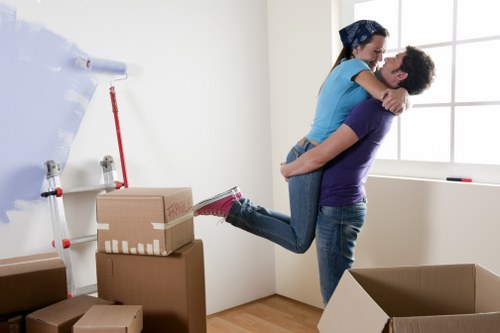 Customer moving belongings safely in a storage facility