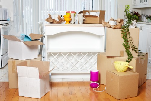 Packed moving boxes ready for local removals in Hatton