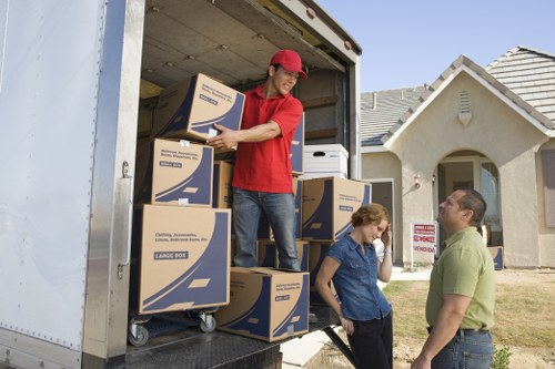 Boxes and furniture prepared for temporary storage in Hatton